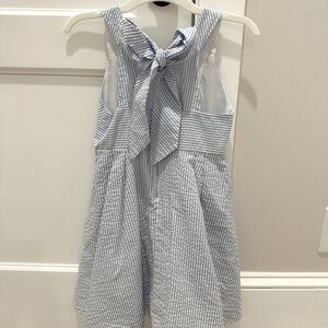 Girls Size 6x blue and white striped dress